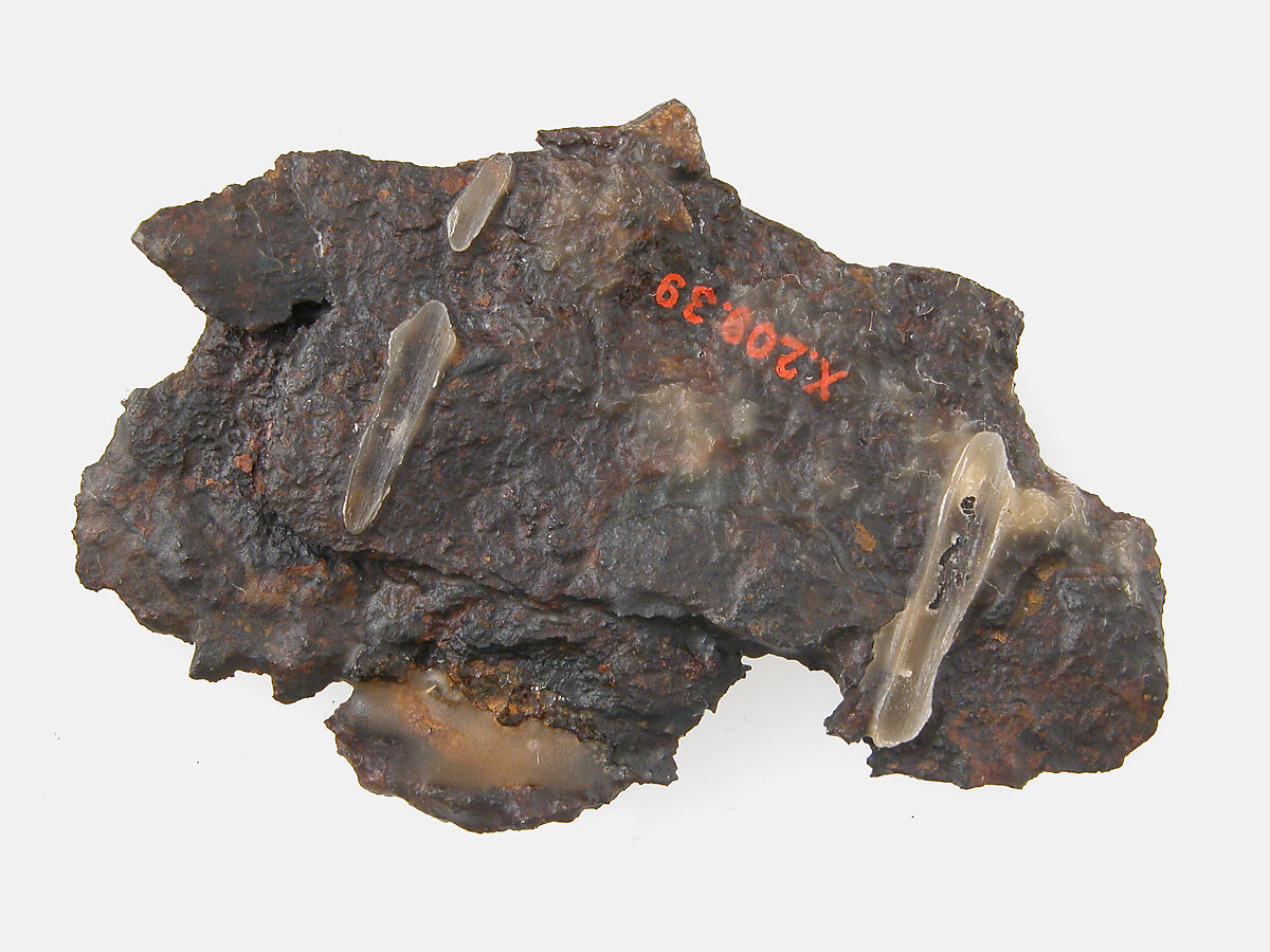 Belt Plate Fragment, Iron, brass inlay, Frankish