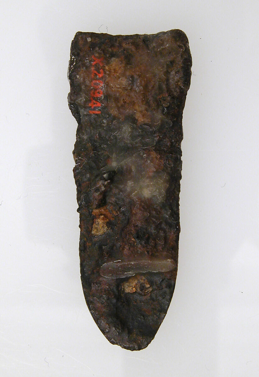 Belt Strap End, Iron, silver inlay, Frankish or Burgundian