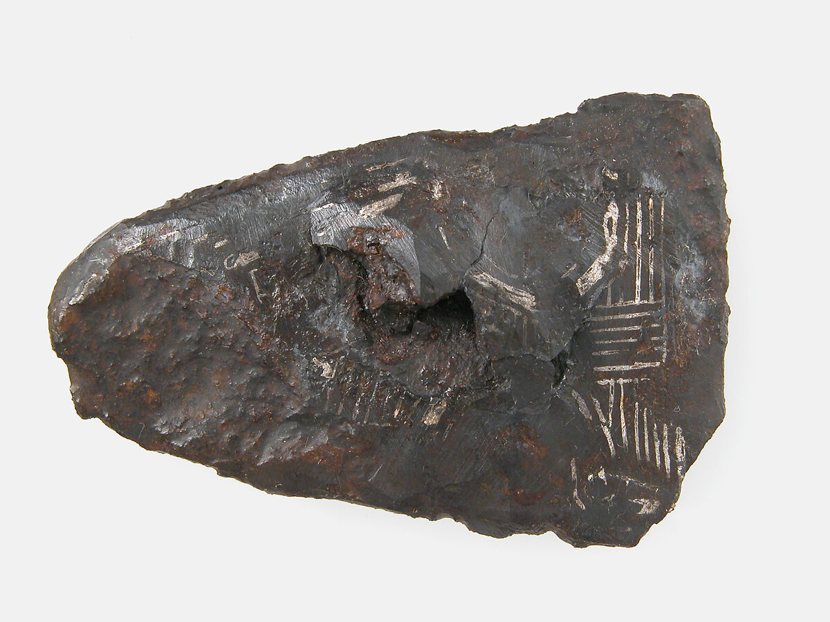 Belt Buckle Tongue Fragment, Iron, silver inlay, Frankish 