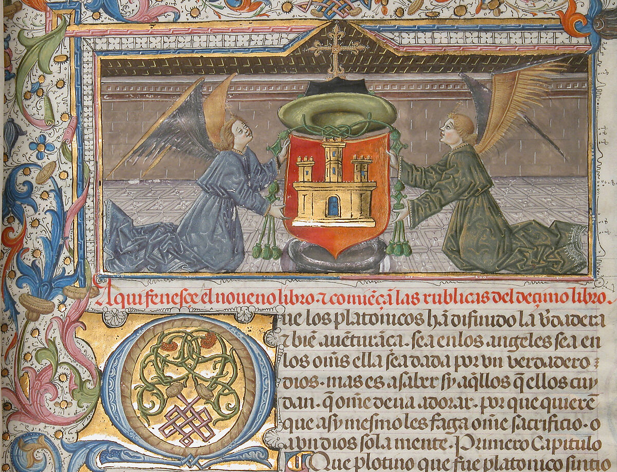 Spanish Translation of Saint Augustine's "City of God", Cano de Aranda (Spanish, active Toledo), Tempera and gold on parchment, tooled leather binding, Spanish