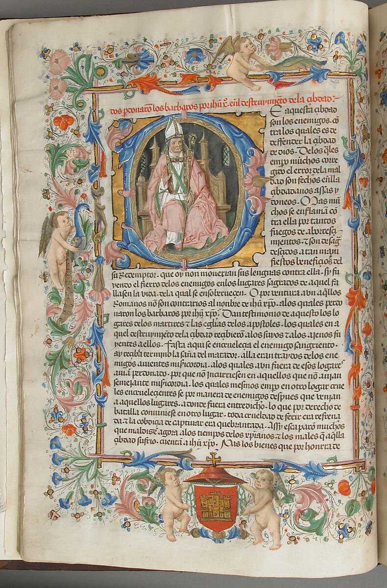 Spanish Translation of Saint Augustine's "City of God", Cano de Aranda (Spanish, active Toledo), Tempera and gold on parchment, tooled leather binding, Spanish