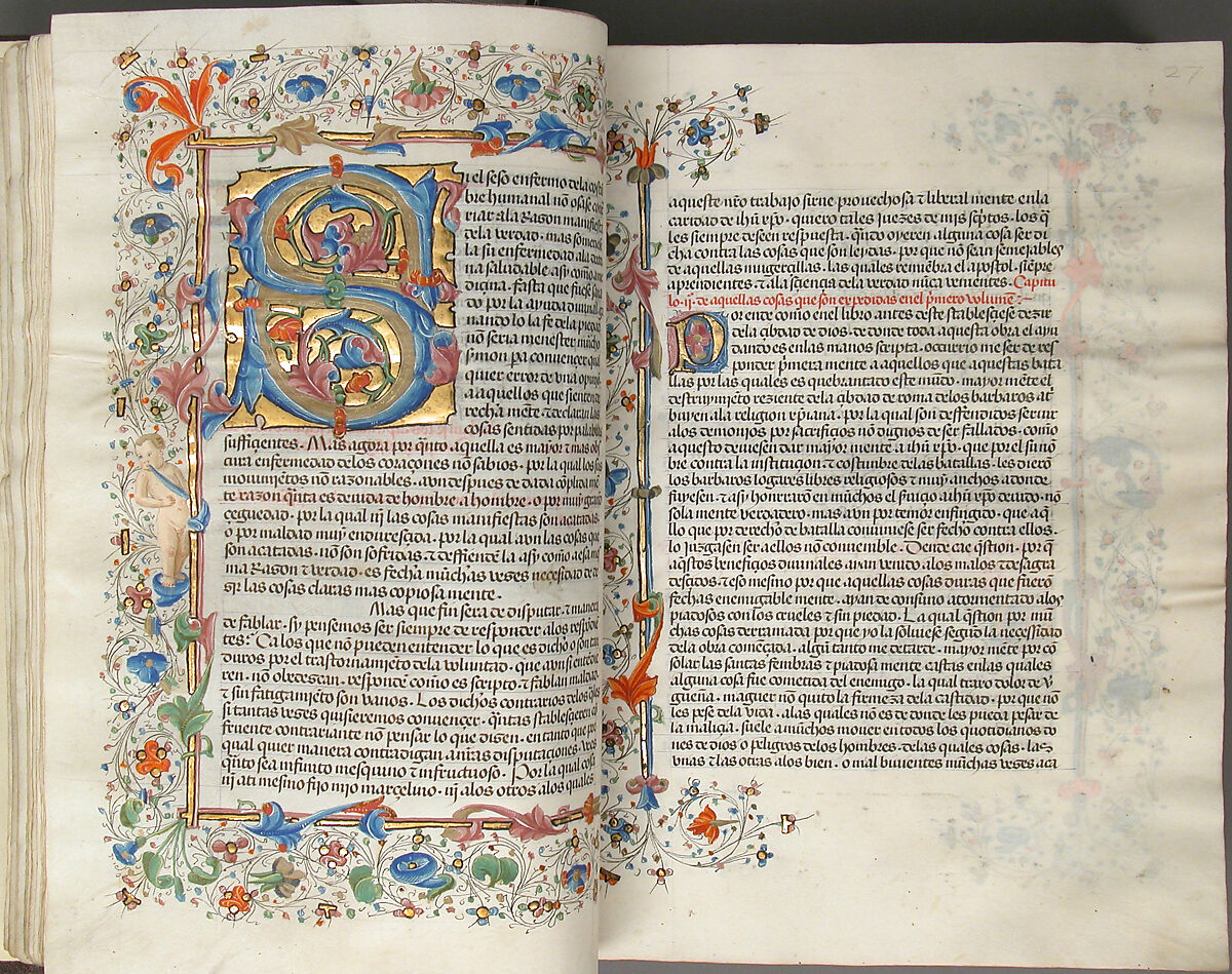 Spanish Translation of Saint Augustine's "City of God", Cano de Aranda (Spanish, active Toledo), Tempera and gold on parchment, tooled leather binding, Spanish