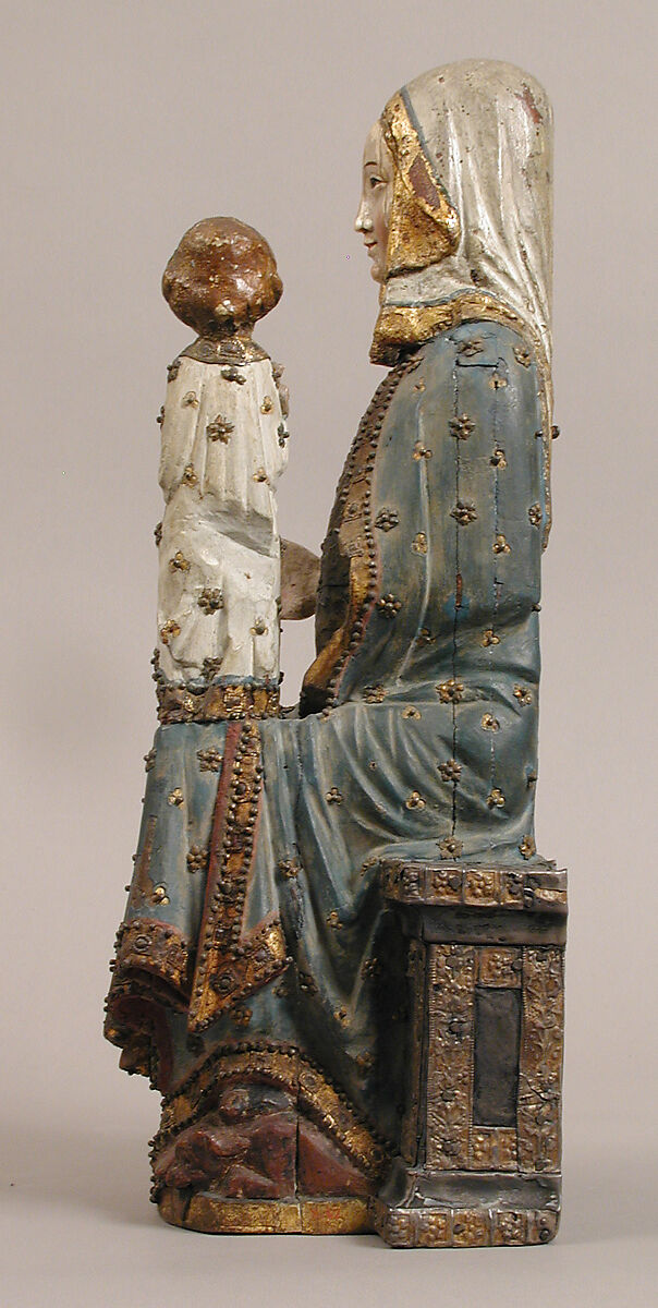 Seated Virgin and Child, Wood, ivory, brass, paint, gilding, North Spanish