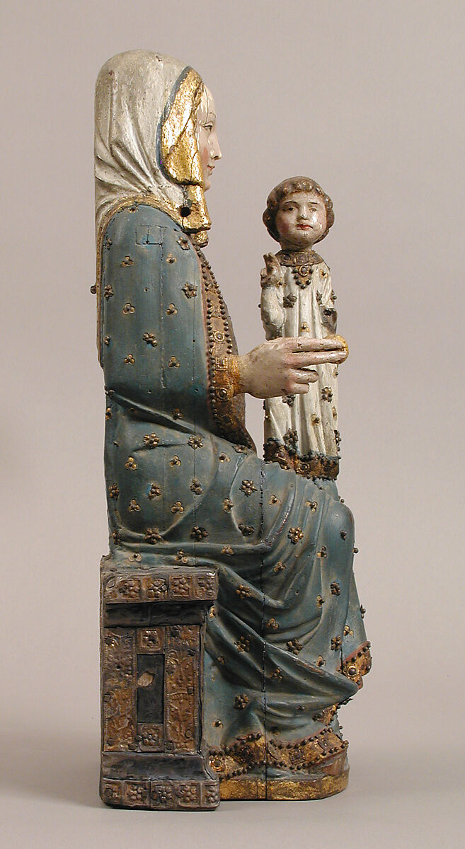 Seated Virgin and Child, Wood, ivory, brass, paint, gilding, North Spanish