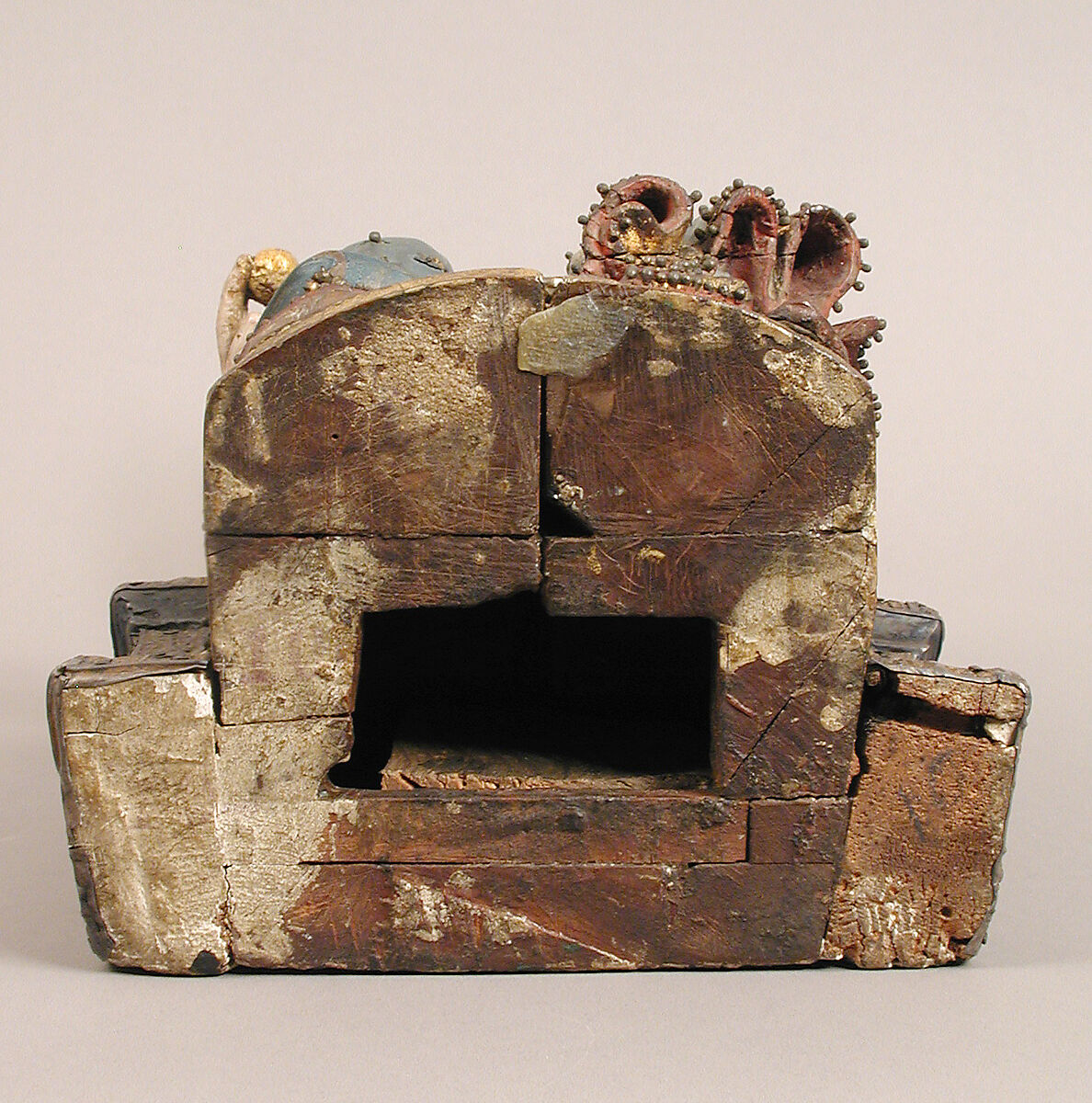 Seated Virgin and Child, Wood, ivory, brass, paint, gilding, North Spanish