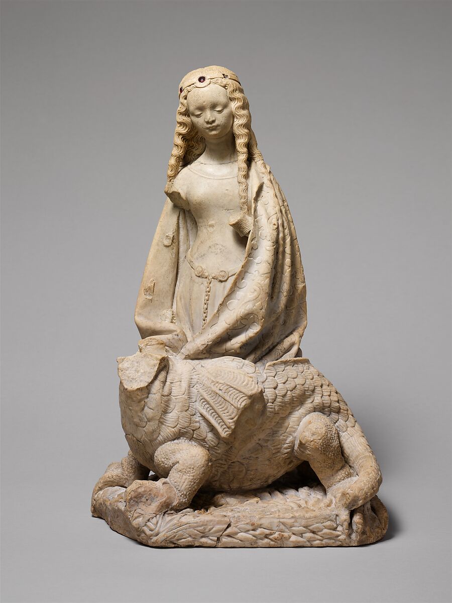 Saint Margaret of Antioch, Alabaster, with traces of gilding, French 