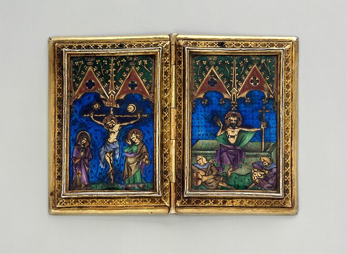 Diptych with Scenes of the Annunciation, Nativity, Crucifixion, and Resurrection