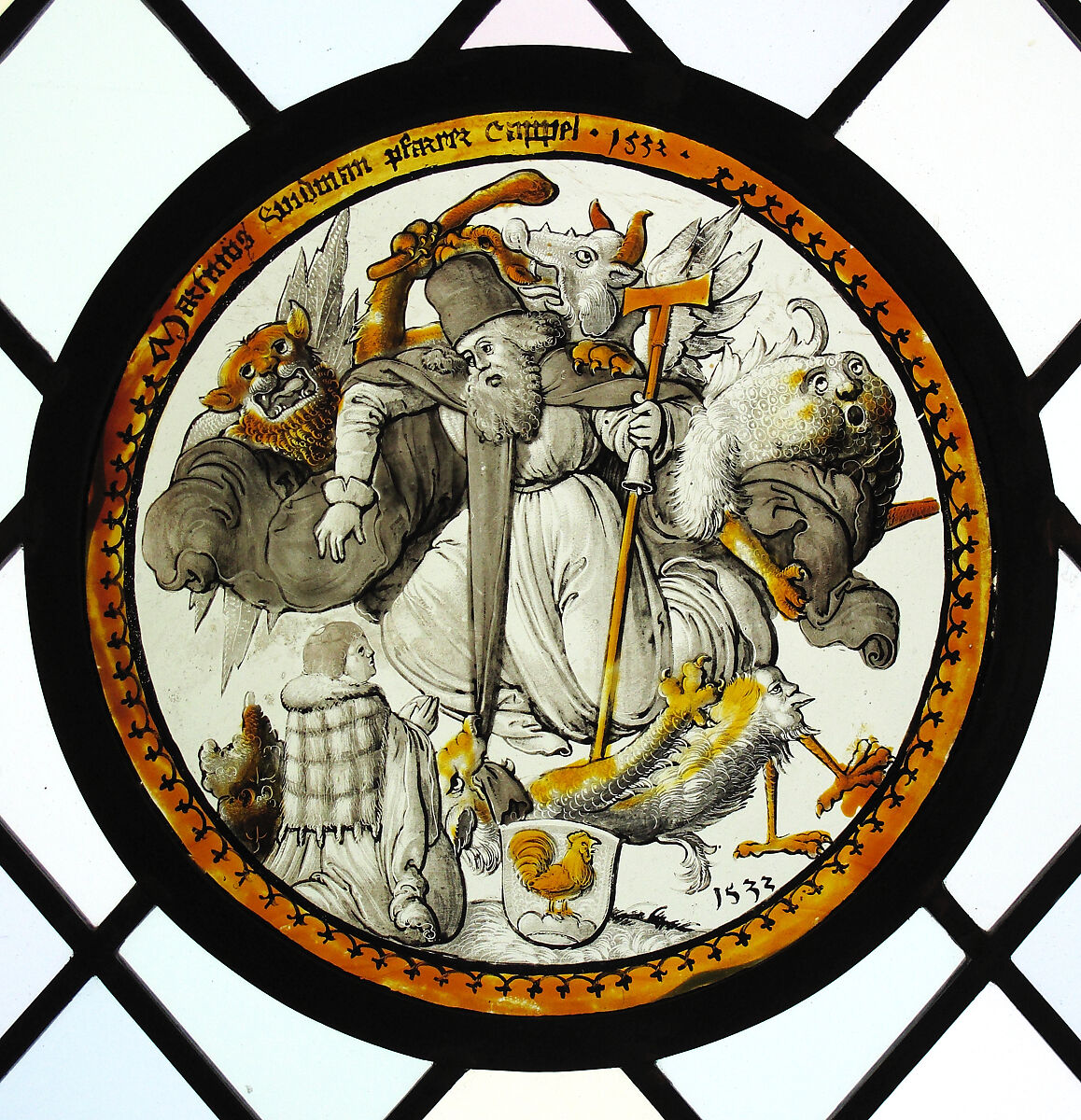 Roundel with the Temptation of Saint Anthony, Colorless glass, vitreous paint and silver stain, German