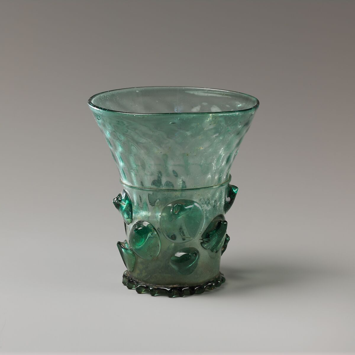 Beaker, Free- and mold-blown glass with applied decoration, German 