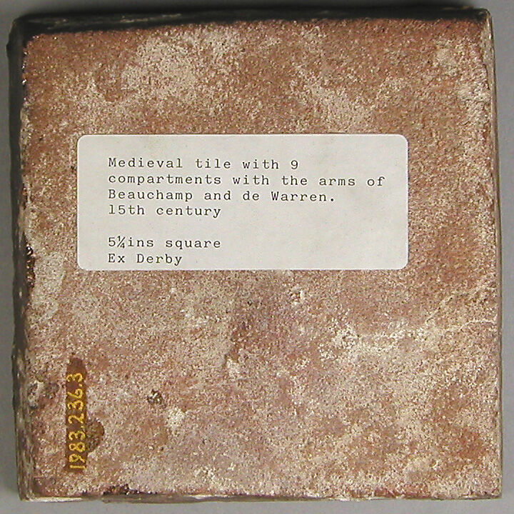 Two-Colored Heraldic Tile, Fired earthenware with slip decoration and lead glaze, British