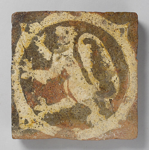 Tile with rampant lion