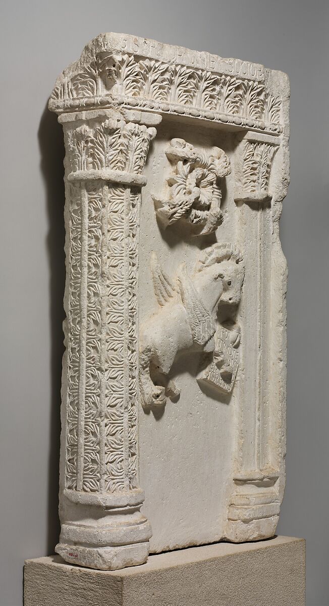 Relief from a Pulpit with the Symbol of Saint Luke, Master Christophanus or Stephanus (Italian, active late 12th century)  , and his Workshop, Limestone with lead, Italian
