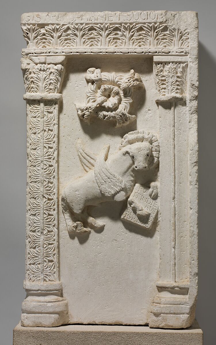 Relief from a Pulpit with the Symbol of Saint Luke, Master Christophanus or Stephanus (Italian, active late 12th century)  , and his Workshop, Limestone with lead, Italian 