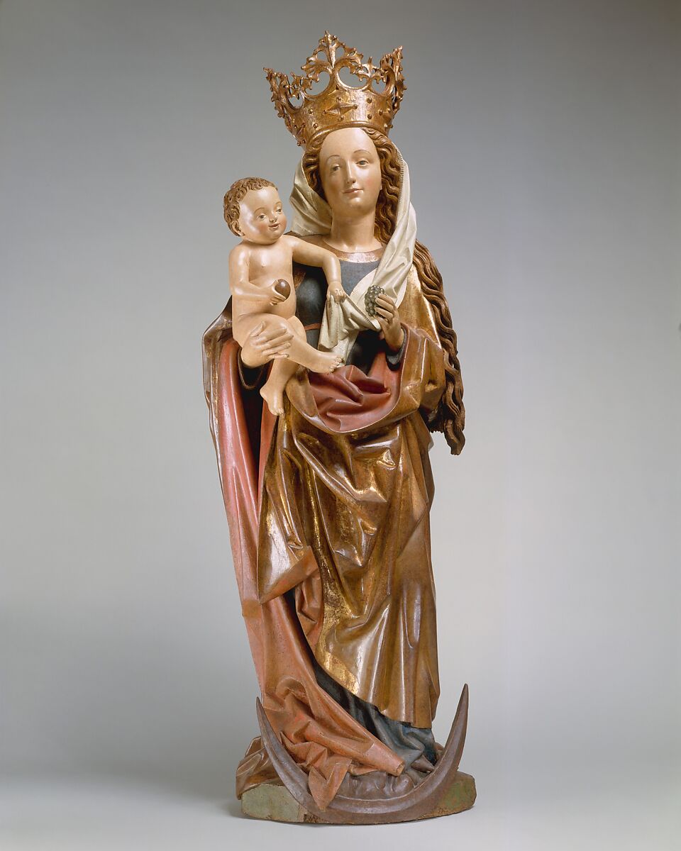 Virgin and Child on a Crescent Moon, Limewood with paint, German