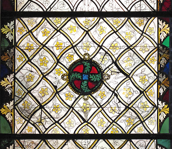 Grisaille Panels with Stylized Periwinkle Flowers