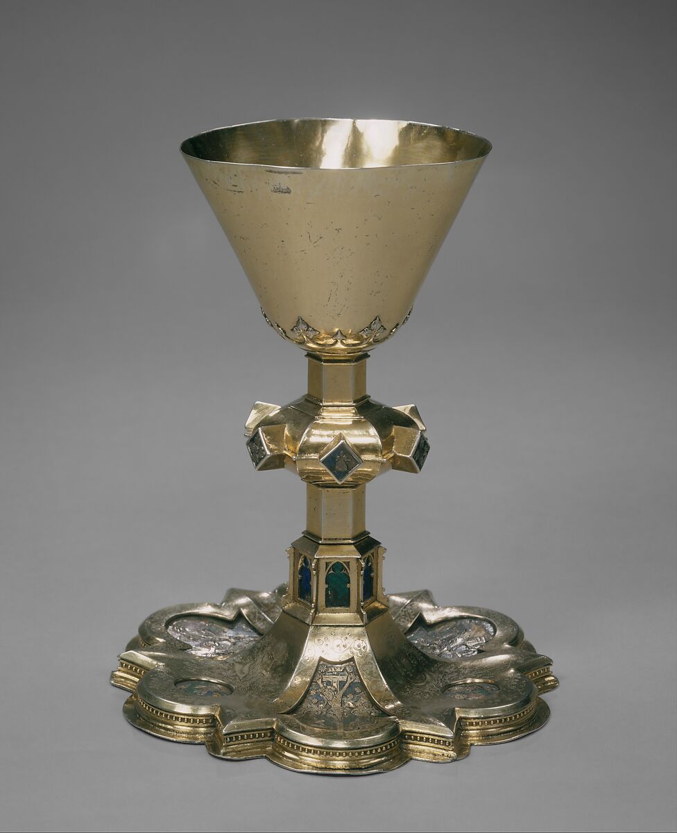 Chalice, Silver, silver gilt, translucent enamels, Catalan