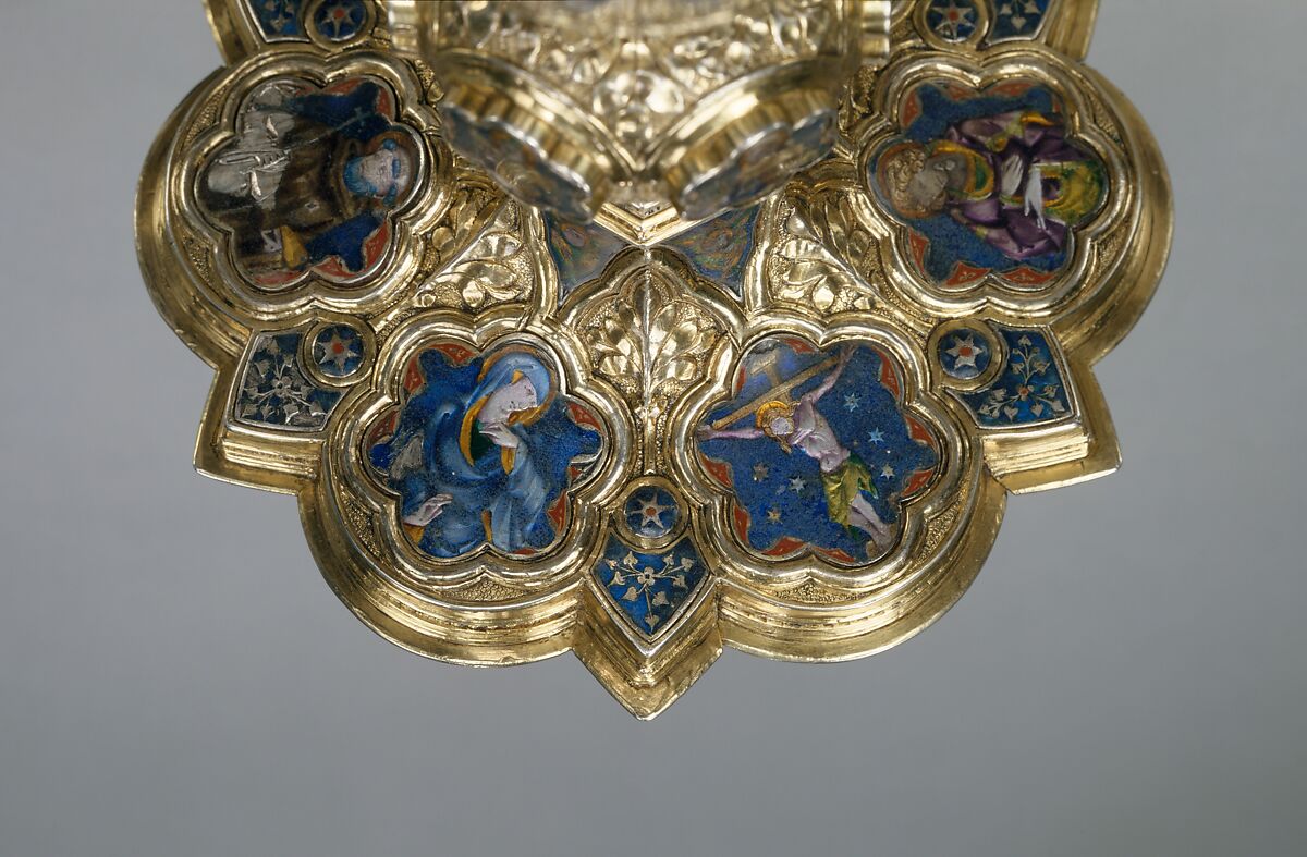 Chalice of Peter of Sassoferrato, Silver-gilt, translucent enamels, Italian