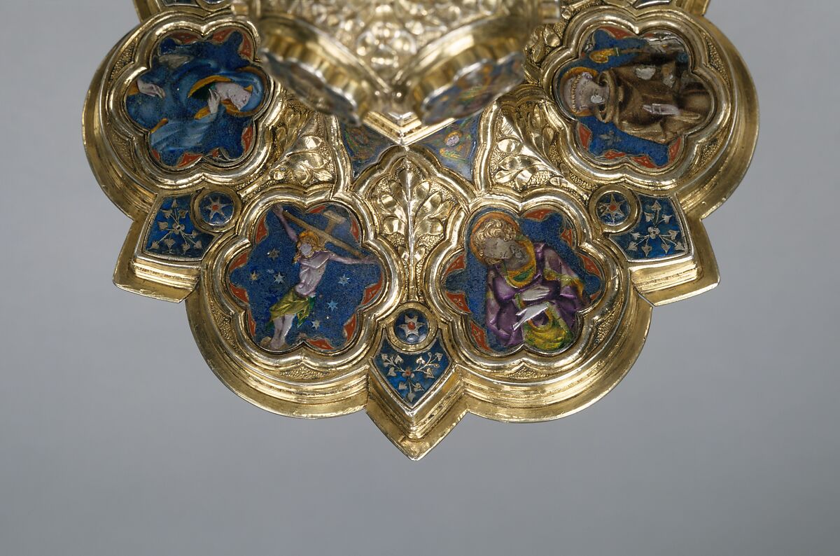Chalice of Peter of Sassoferrato, Silver-gilt, translucent enamels, Italian