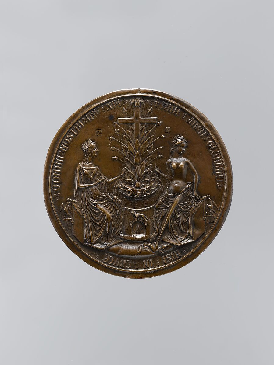 Medal
Obverse: Equestrian Portrait of Emperor Constantine (r. 307–337)
Reverse: Allegory of Salvation, Copper alloy, French