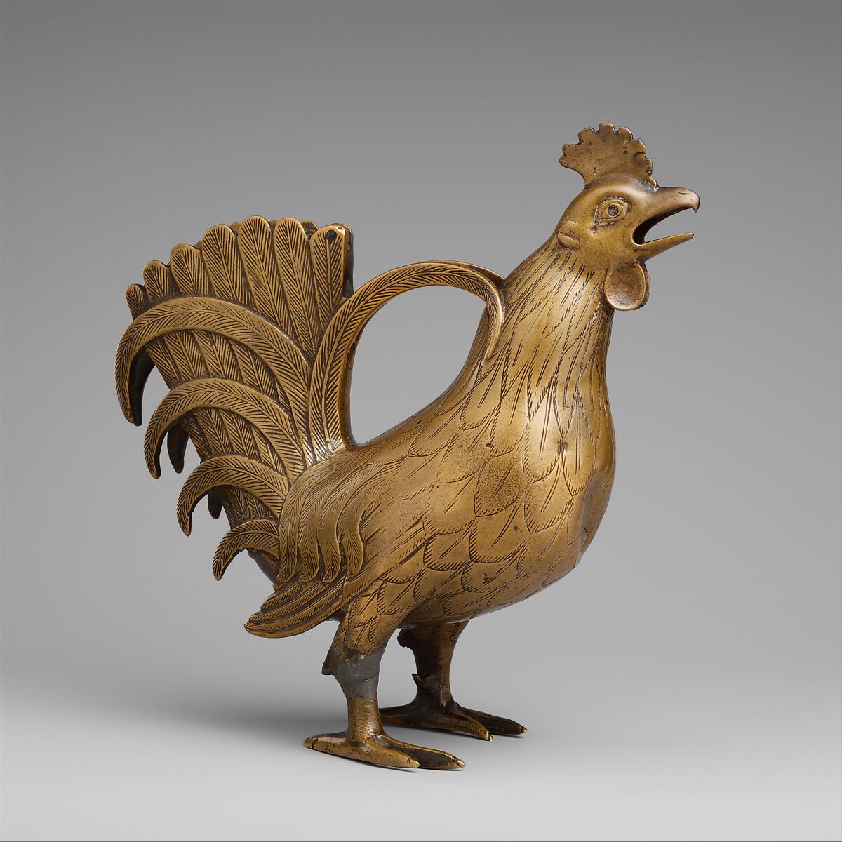 Aquamanile in the Form of a Rooster, Copper alloy, German 