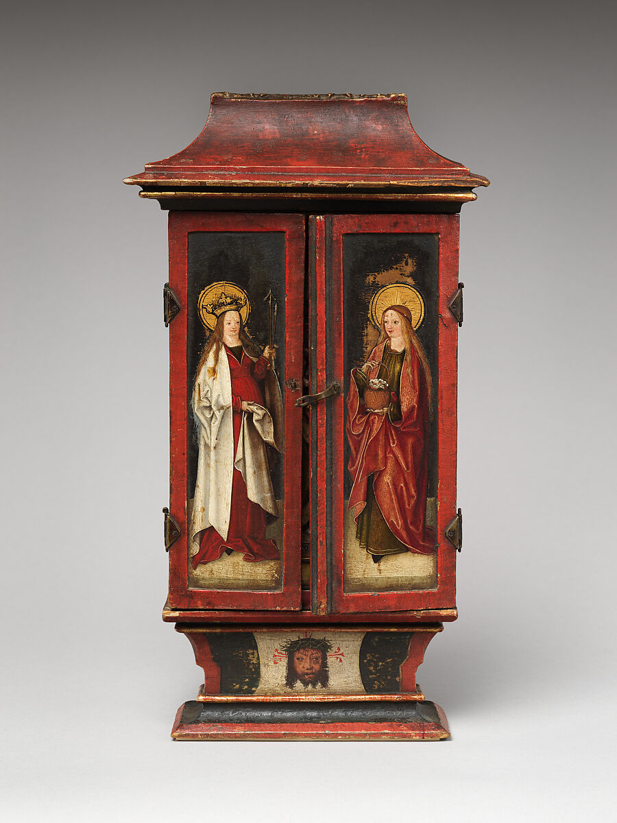 House Altarpiece, Oil and gold on wood; metal fixtures, German