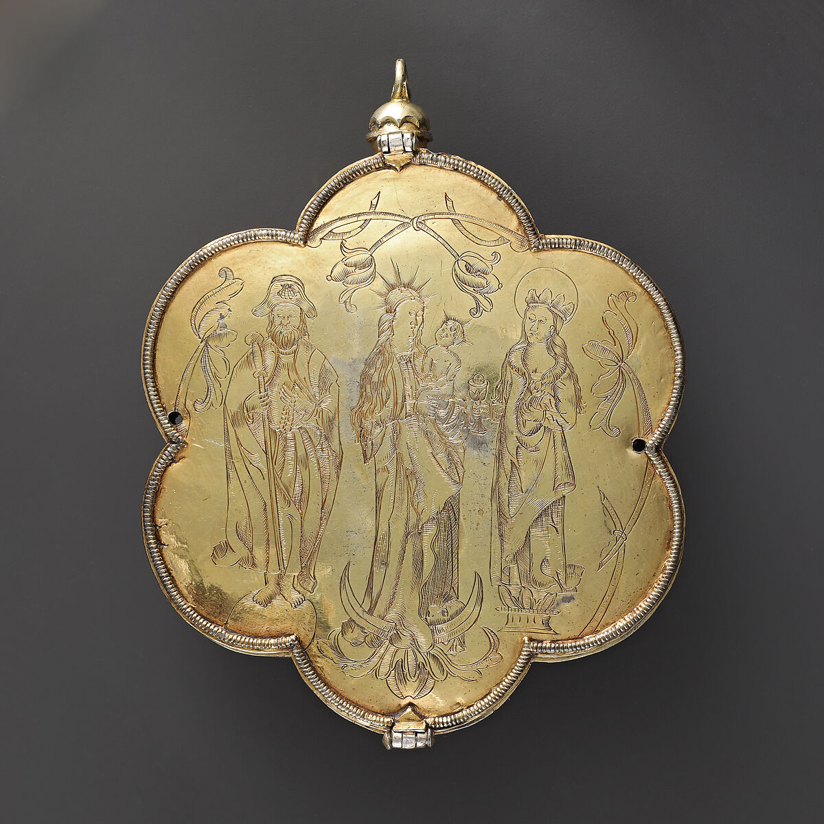 Pax (Kußtafel or Monile), Silver, silver gilt, rubies (or spinels), rock crystal, South German