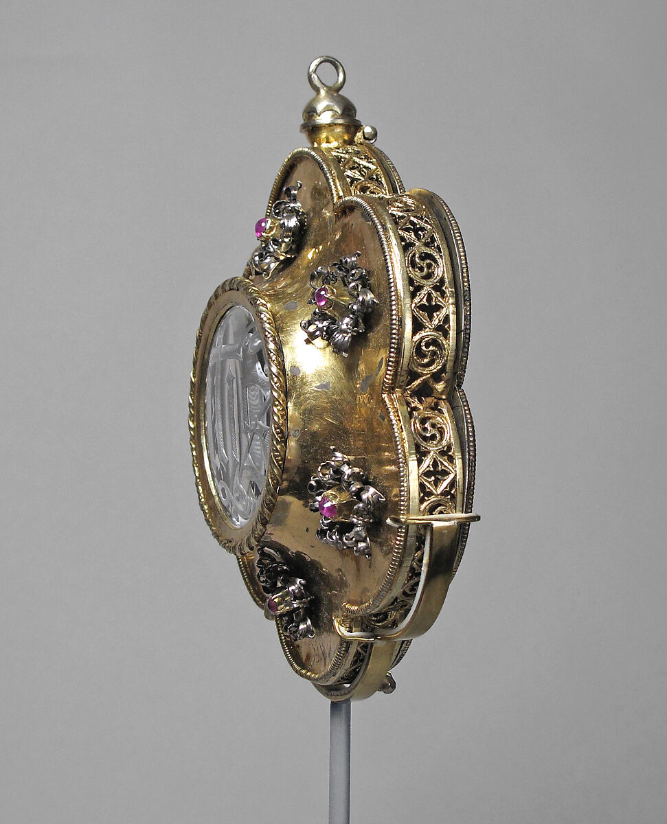 Pax (Kußtafel or Monile), Silver, silver gilt, rubies (or spinels), rock crystal, South German