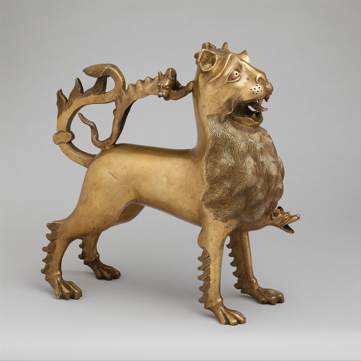 Aquamanile in the Form of a Lion, Copper alloy, German 