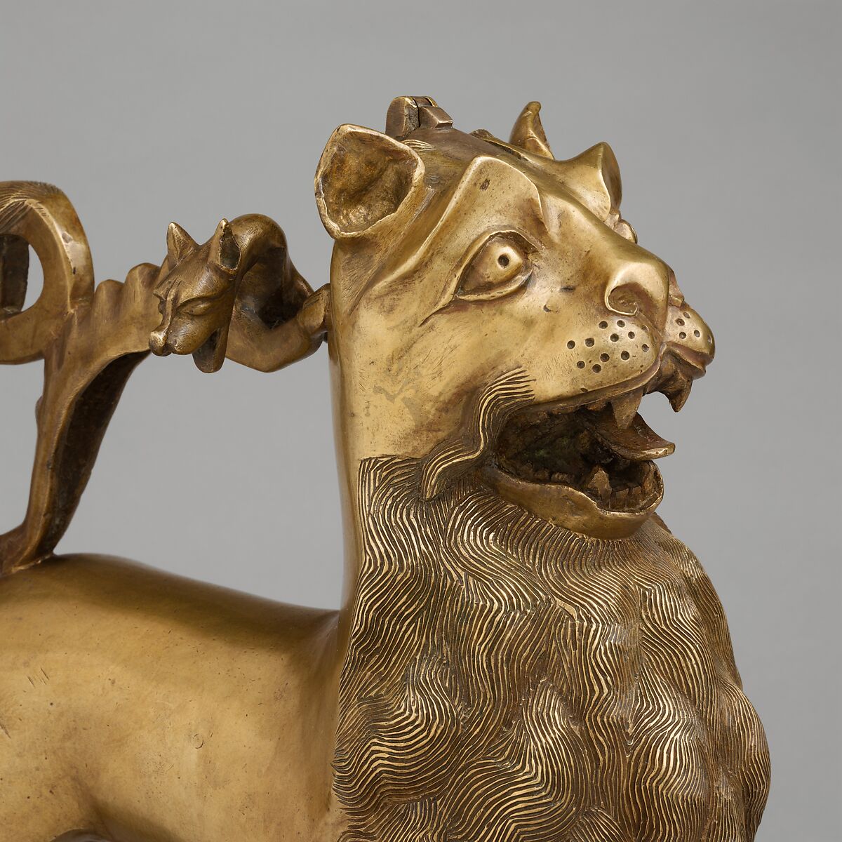 Aquamanile in the Form of a Lion, Copper alloy, German