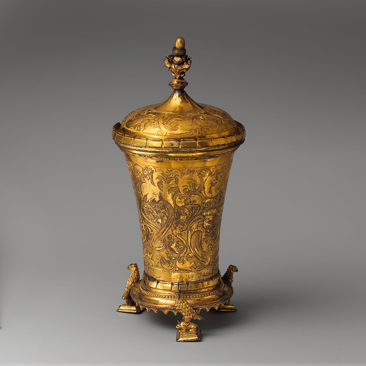 Covered Beaker, Attributed to the Workshop of Sebastian Lindenast the Elder (German, Nuremberg 1460–1526 Nuremberg), Copper gilt, German 