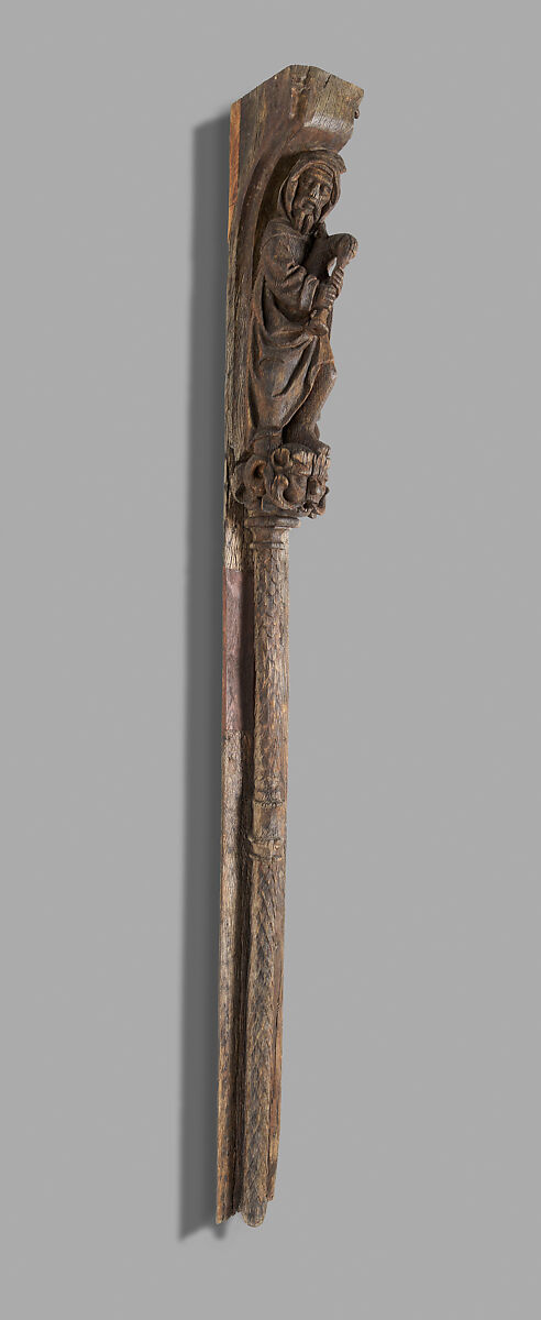 Architectural Support with a Bagpiper, Oak, French