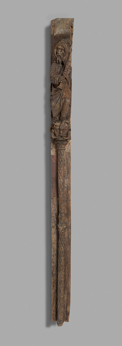 Architectural Support with a Bagpiper, Oak, French 