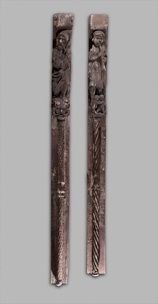 Architectural Support with a Flute-Player, Oak, French
