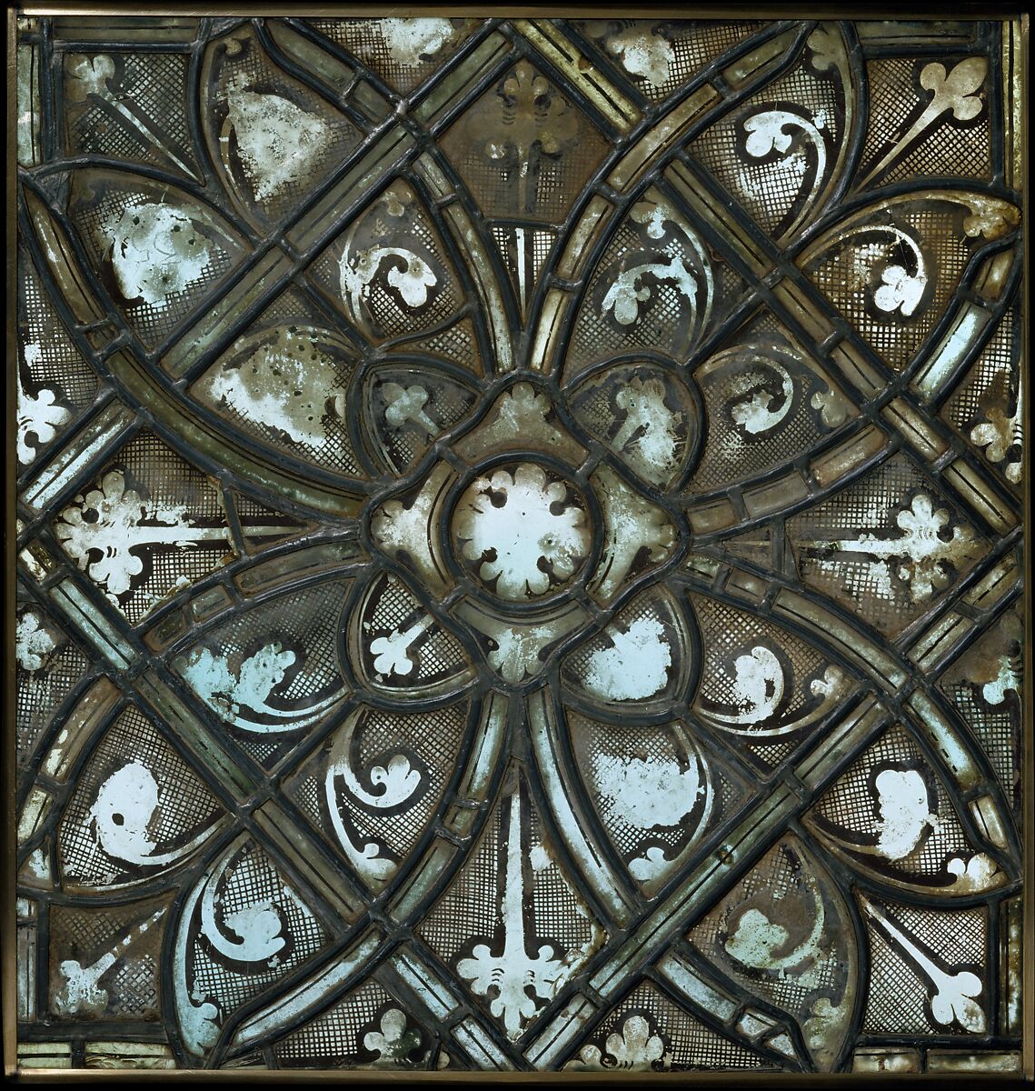 Grisaille Panel, White glass with vitreous paint, French