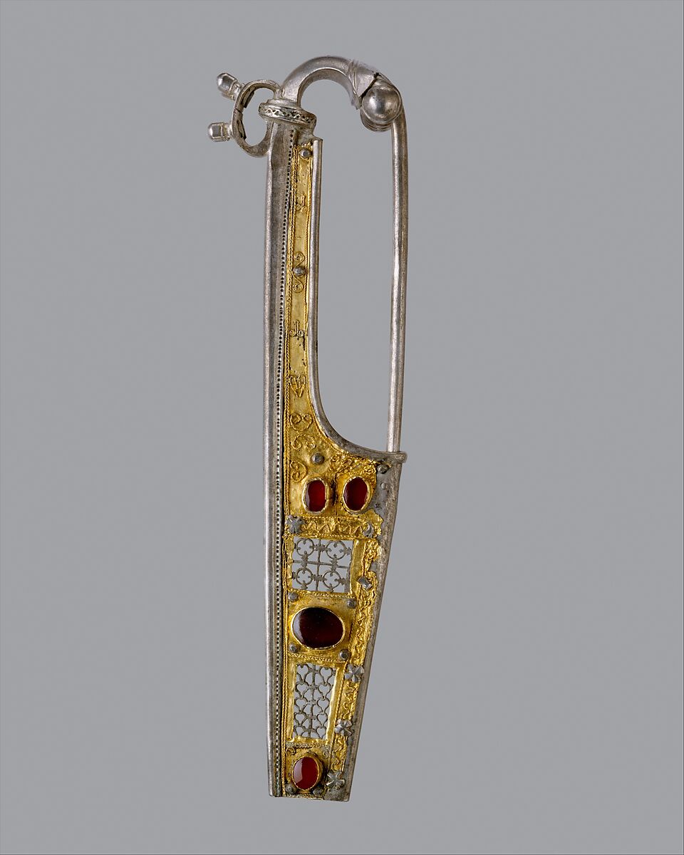 Wing Brooch, Silver, gold, four carnelians, Roman 