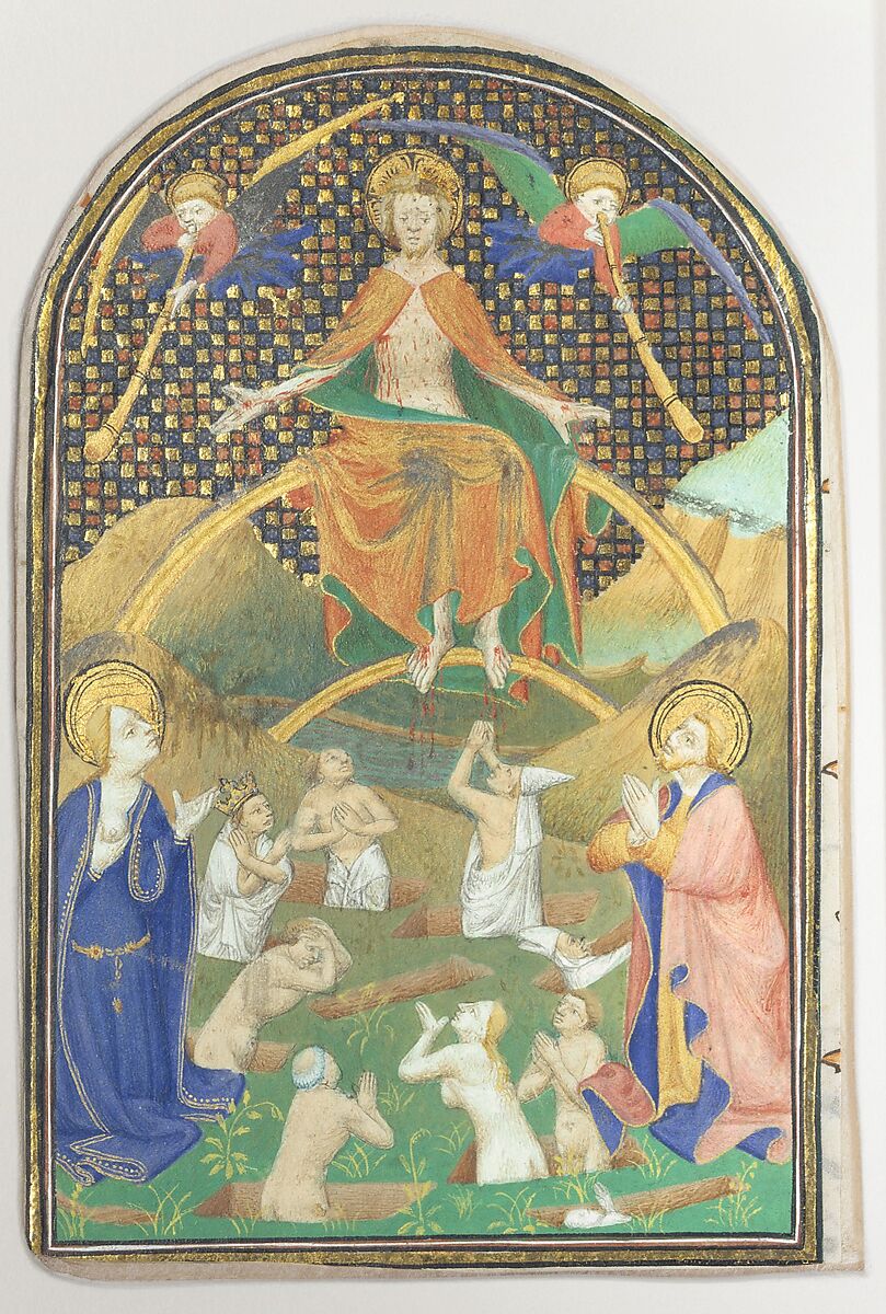 Manuscript Leaf with the Last Judgment, from a Book of Hours, Tempera and gold on parchment, French 