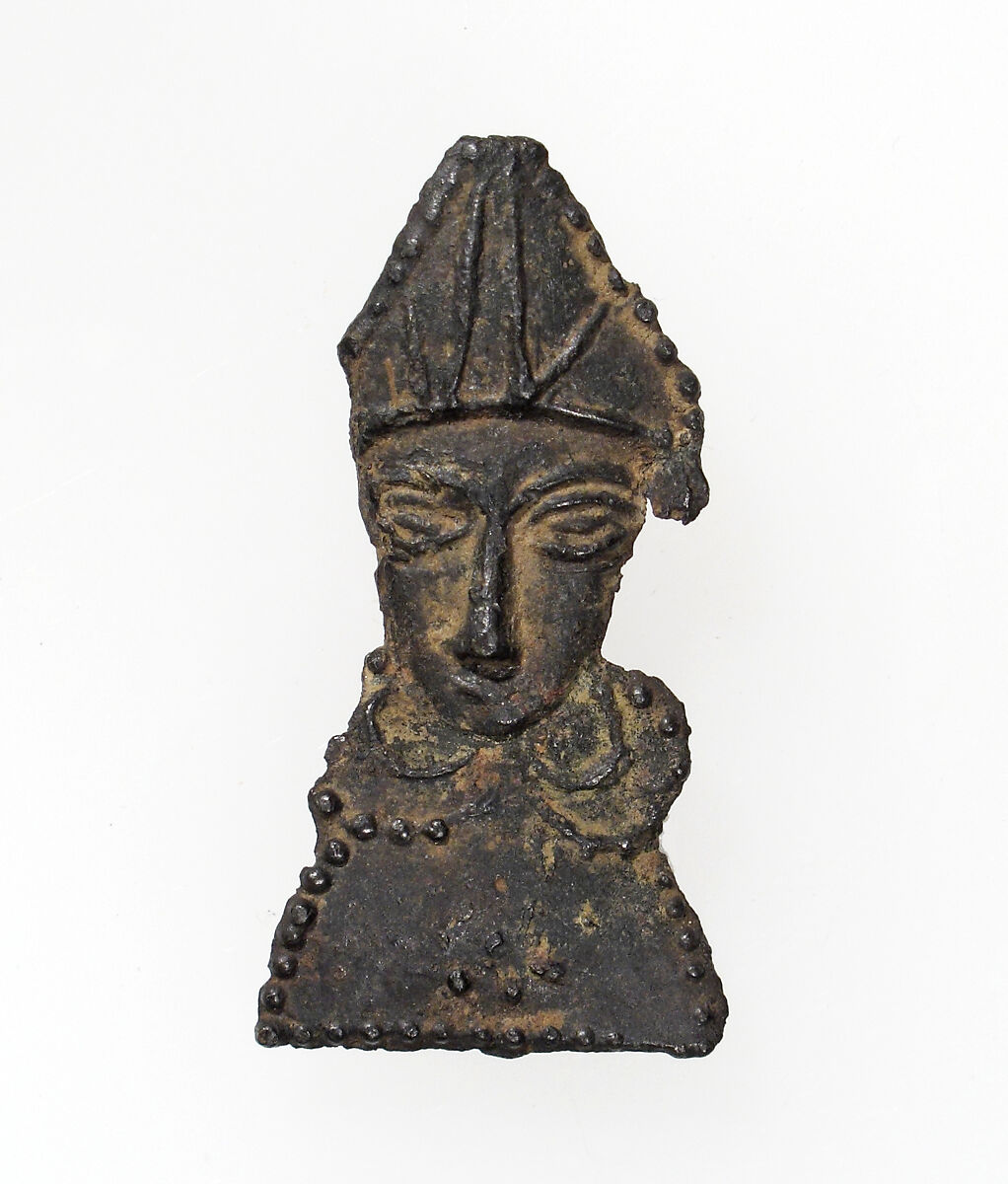 Pilgrim's Badge with Bust of a Bishop, Lead, British 