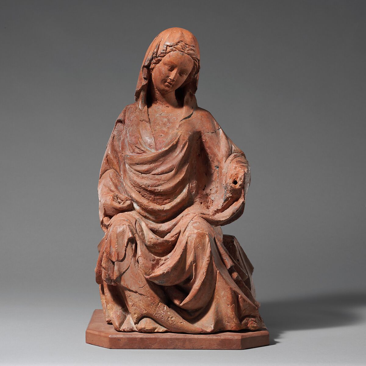 Enthroned Virgin, Goro di Gregorio (Italian, Siena, active ca. 1300–1334), Terracotta, Italian 