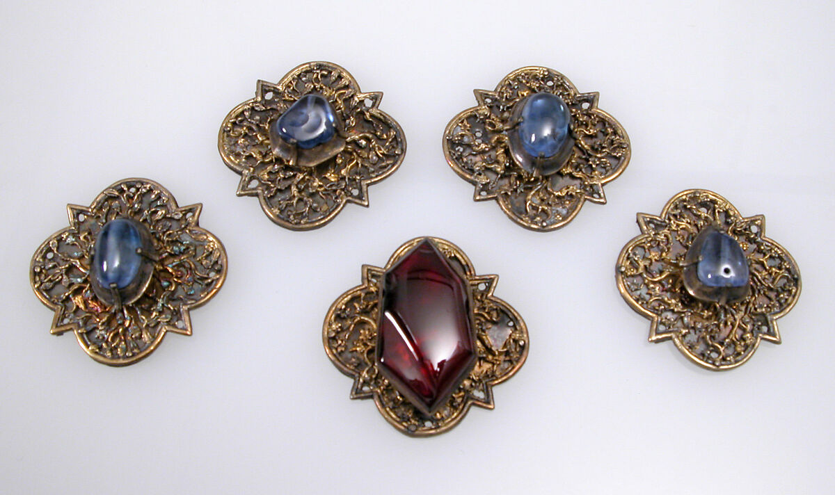 Five Jewels, Silver partial-gilt, jewels, French 