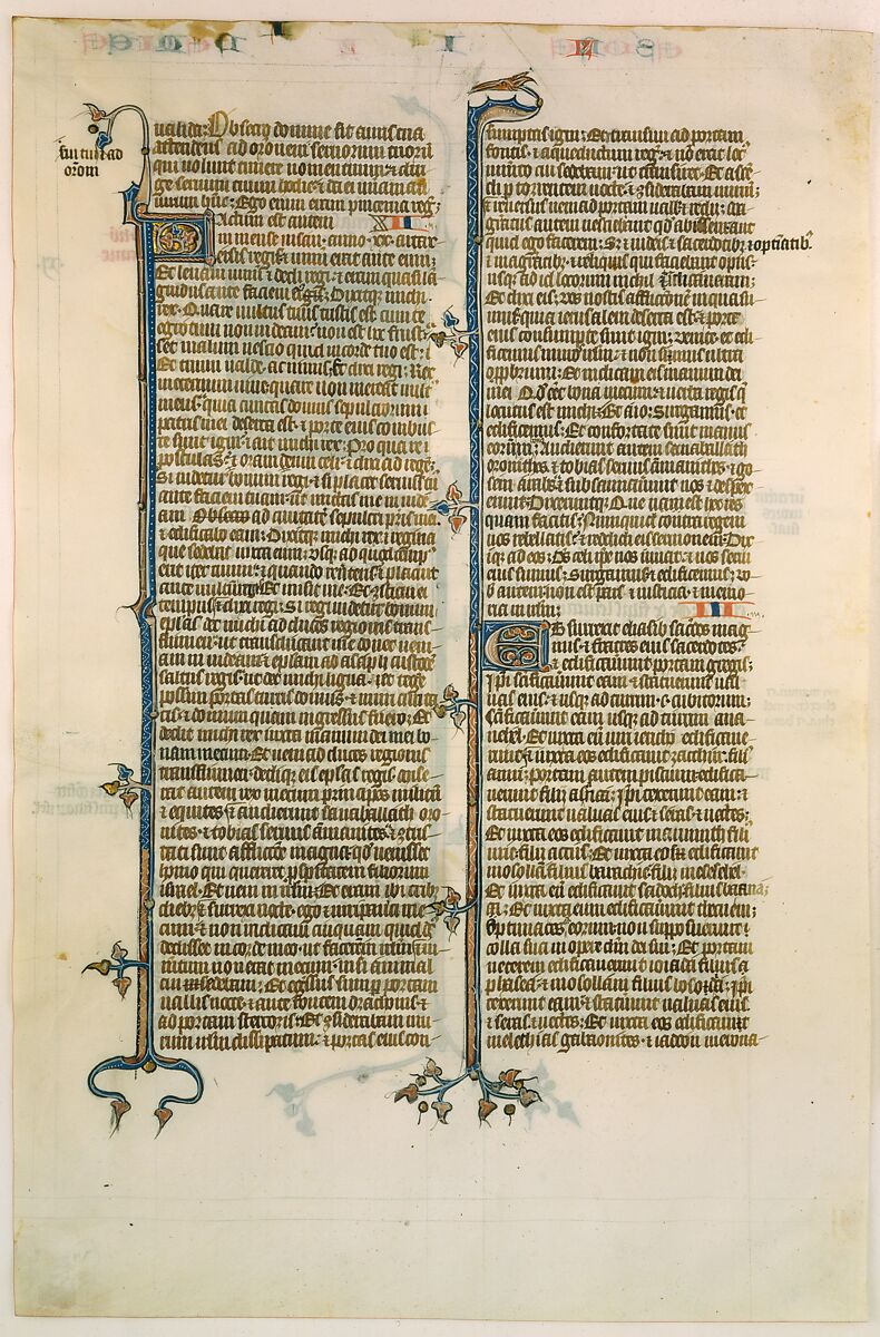 Manuscript Leaf with Opening of The Book of Nehemias, from a Bible, Tempera and gold on parchment, French