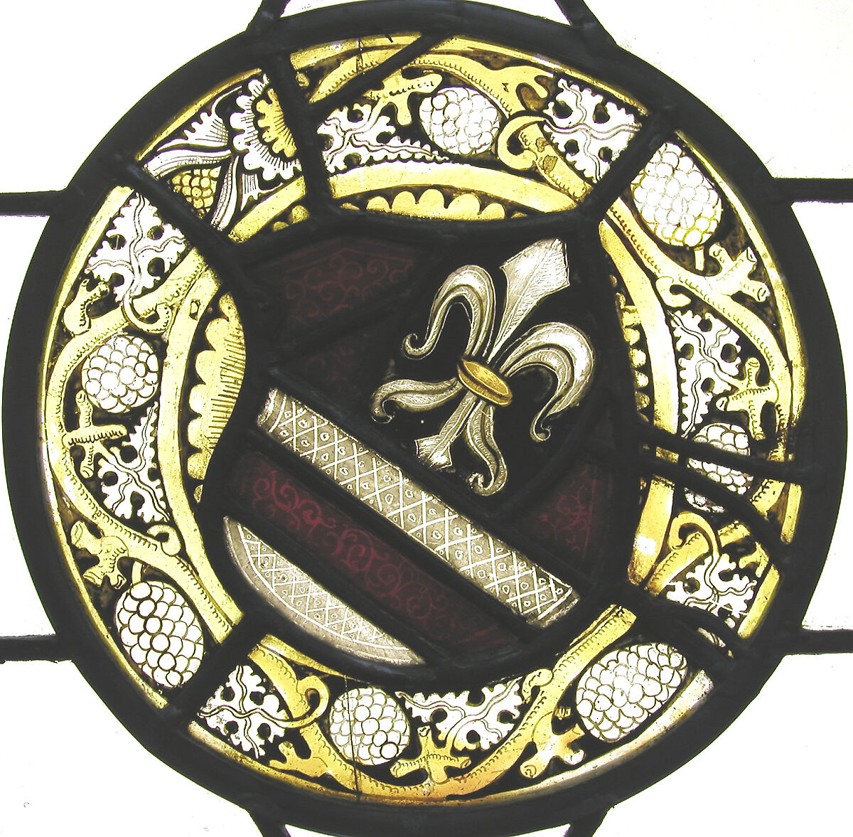 Armorial Roundel, Pot-metal glass, vitreous paint, and silver stain, German 