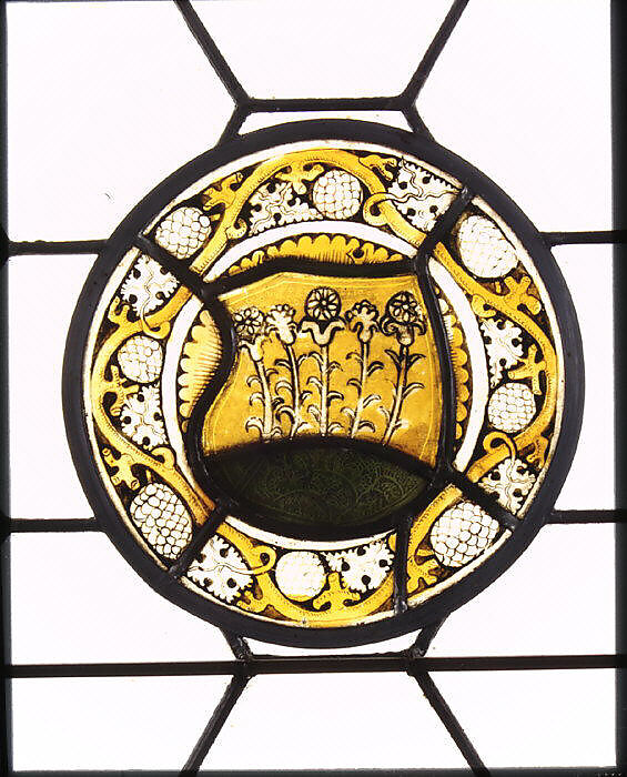 Armorial Roundel, Pot-metal glass, vitreous paint, and silver stain, German 
