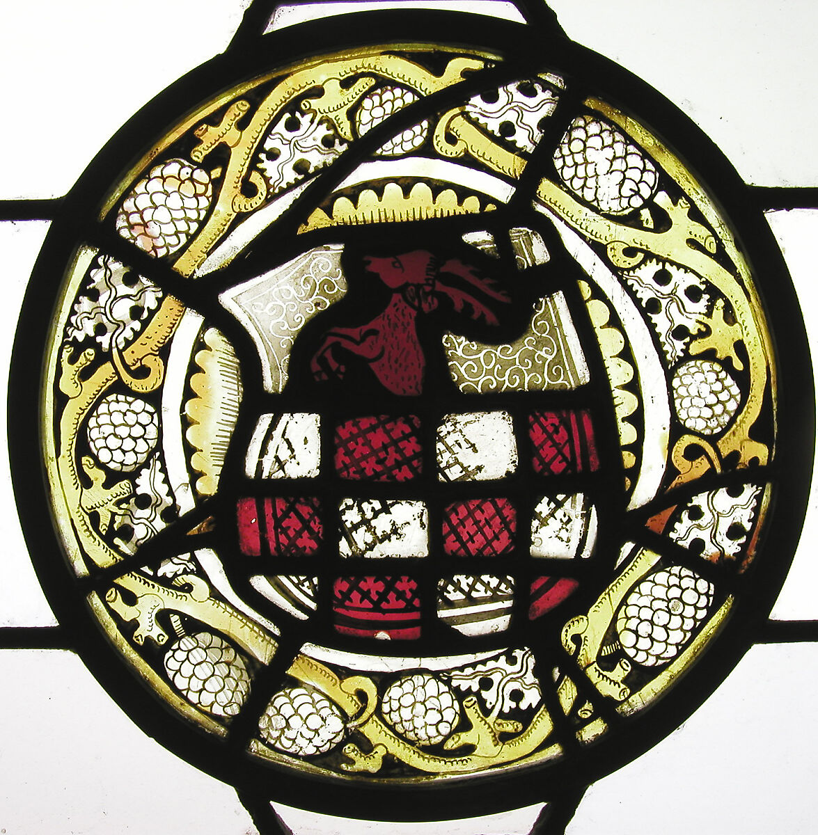 Armorial Roundel, Pot-metal glass, vitreous paint, and silver stain, German 