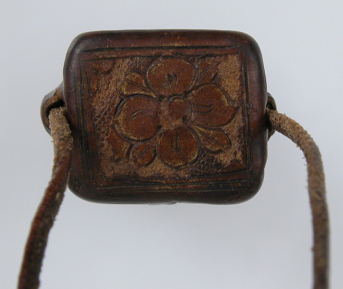 Portable Reliquary Case, leather (cuir bouilli), boiled and tooled, traces of gilding, French