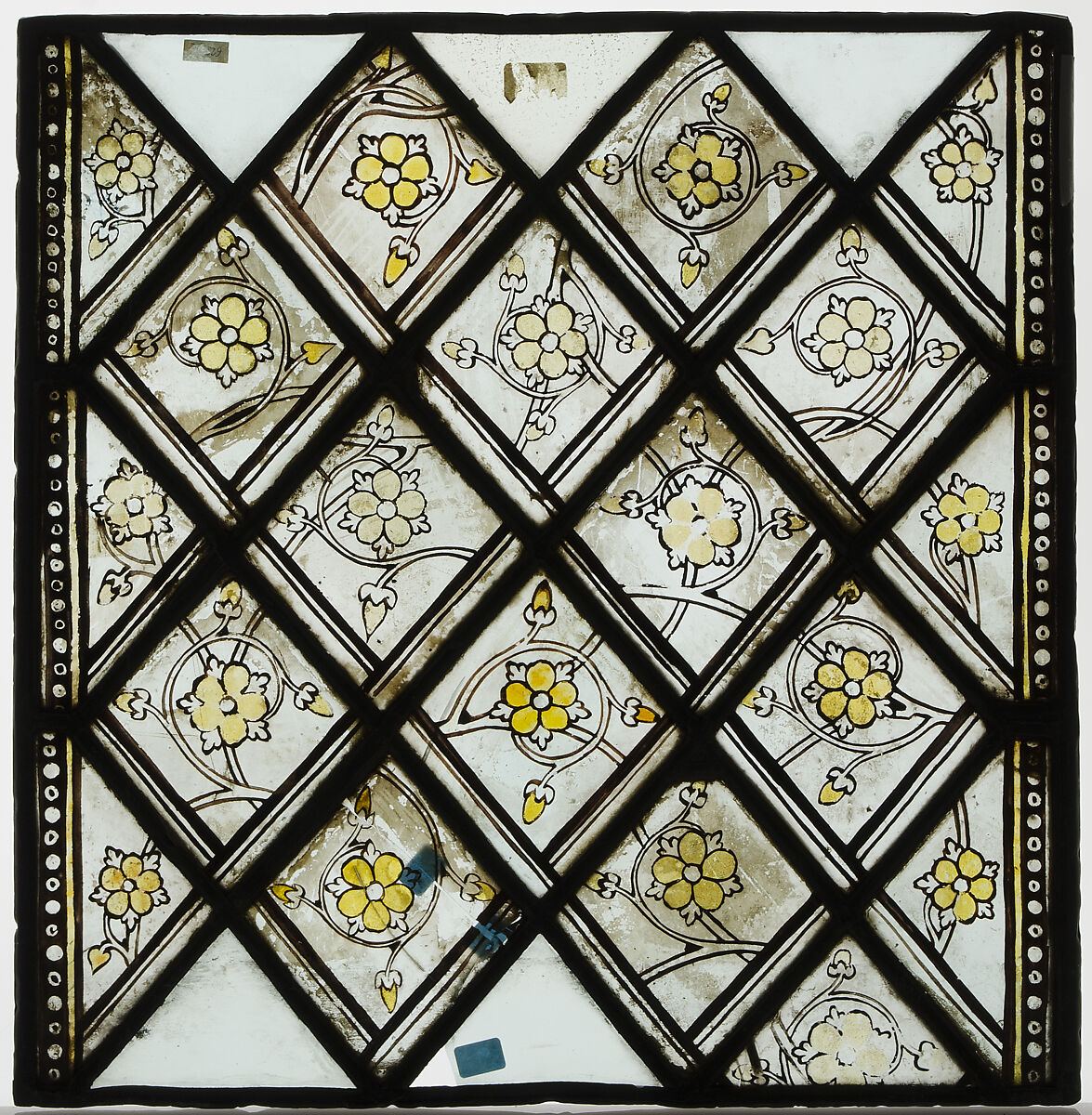 Glass panel, White glass with silver stain, French 