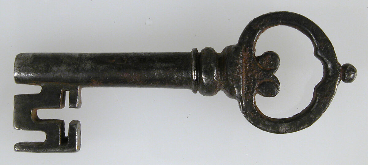 Coffer, Iron on wood core with cloth and leather interior, French