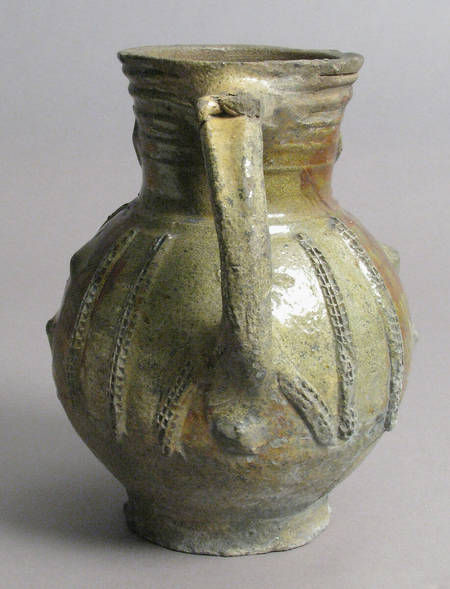 Jug, Partially glazed earthenware, French