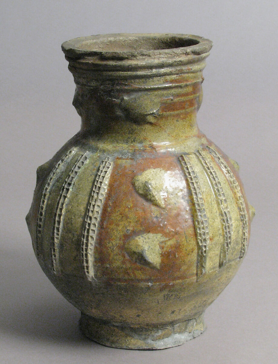 Jug, Partially glazed earthenware, French