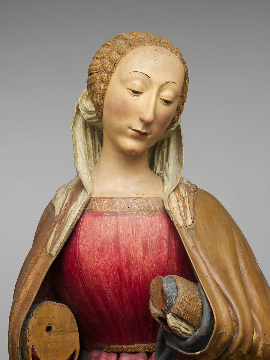 Kneeling Virgin, Attributed to Paolo Aquilano   (Italian, Abruzzo, active ca. 1475–1503) (Sculptor of the Berlin Enthroned Virgin?), Willow with paint and gilding, Italian