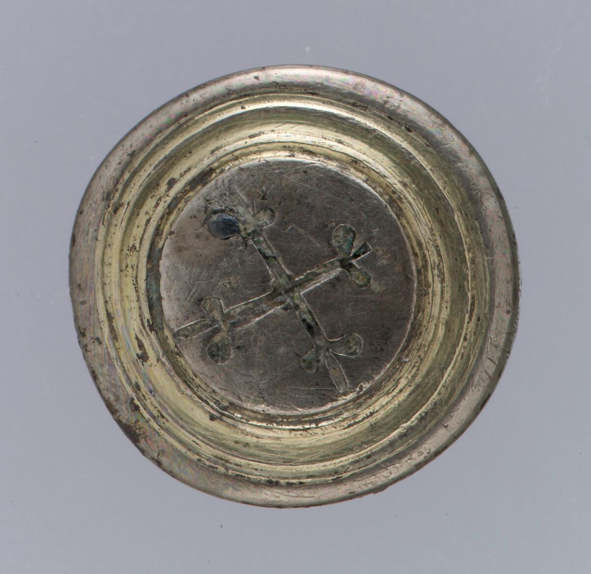 Disk terminal, Silver-gilt, niello, Late Roman 